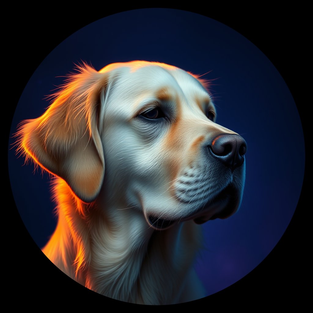 Cosmic medallion portrait of PFZ20D02_PFZ20D02, a Golden Retriever