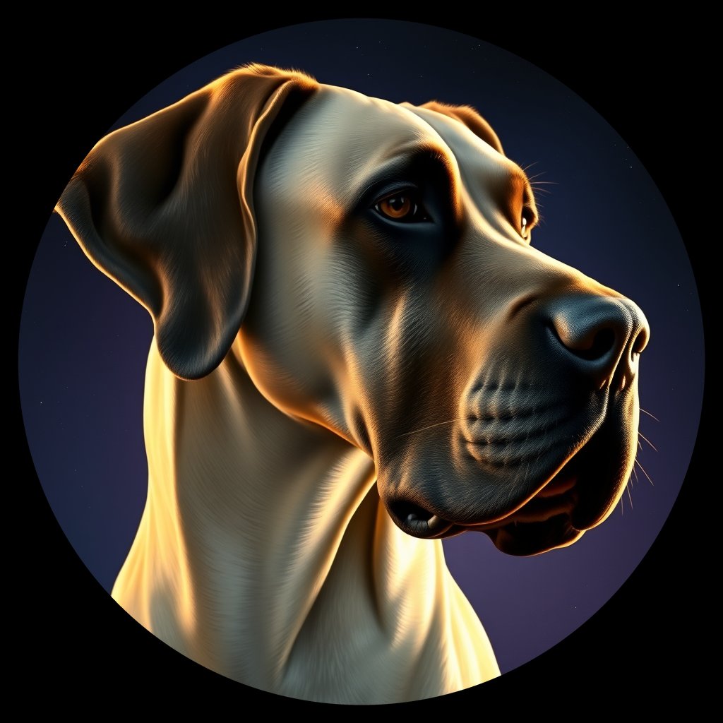 Cosmic medallion portrait of PFZ20D03_PFZ20D03, a Great Dane