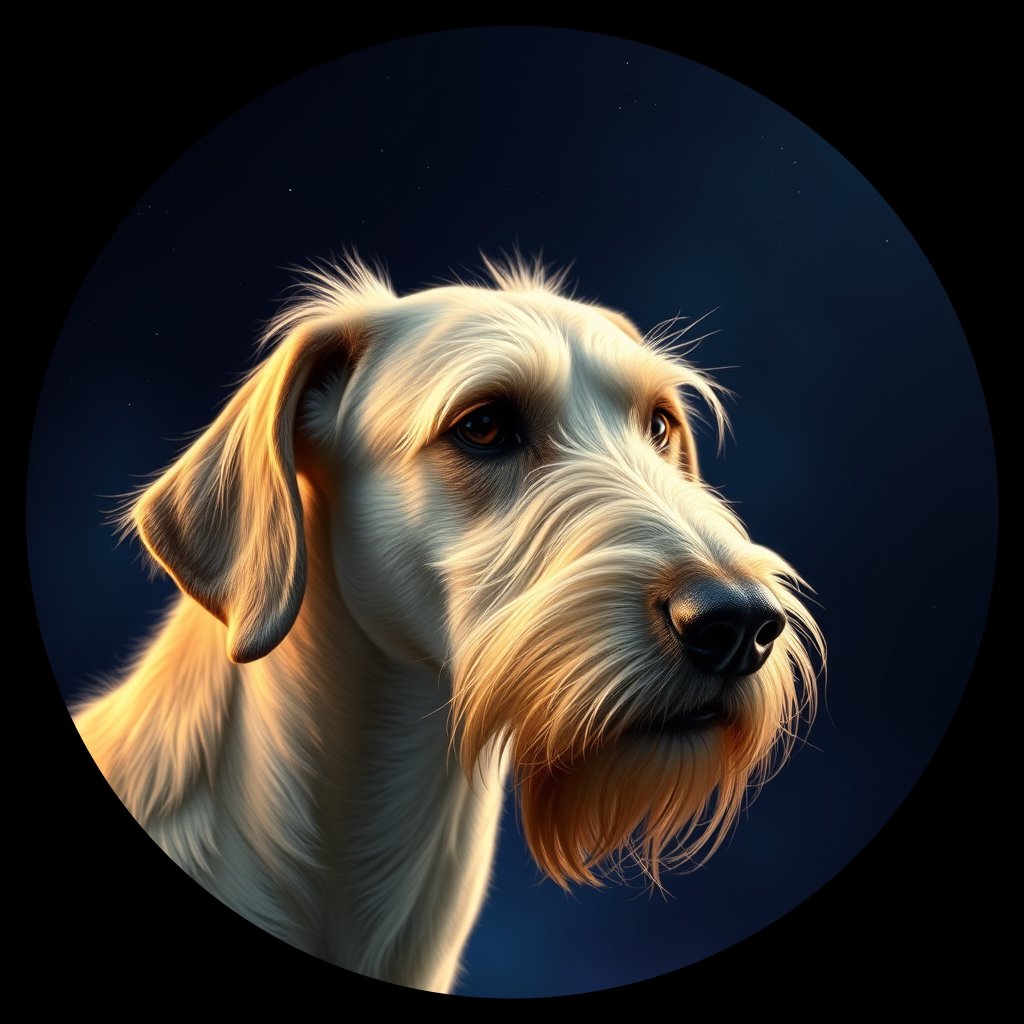 Cosmic medallion portrait of PFZ20D05_PFZ20D05, a Irish Wolfhound