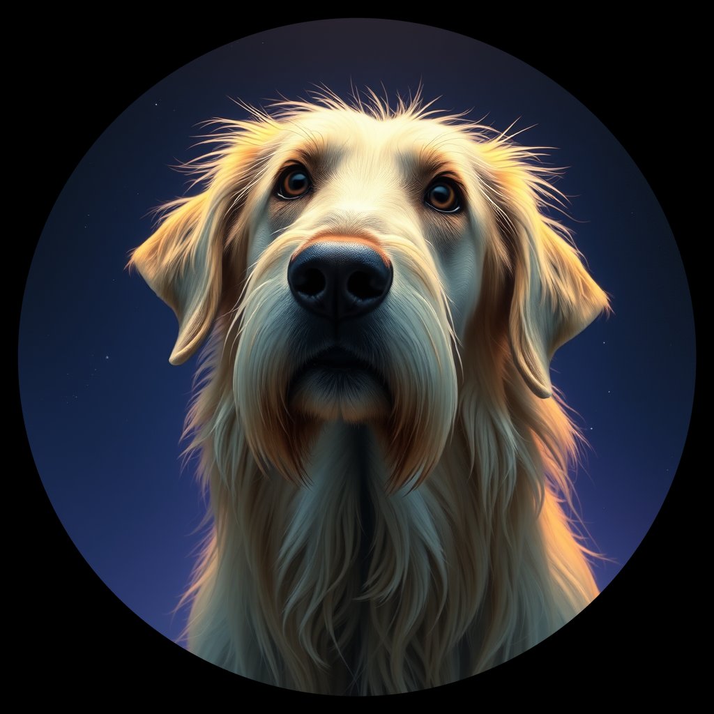 Cosmic medallion portrait of PFZ20D06_PFZ20D06, a Irish Wolfhound