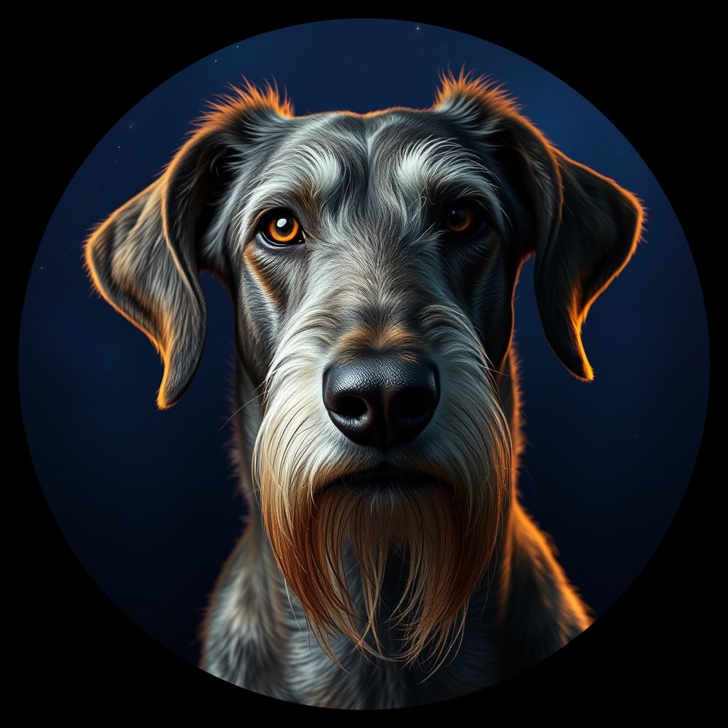 Cosmic medallion portrait of PFZ20D07_PFZ20D07, a Irish Wolfhound