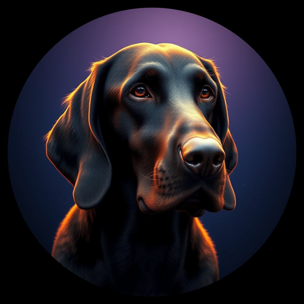 Cosmic medallion portrait of PFZ20D08_PFZ20D08, a Gordon Setter