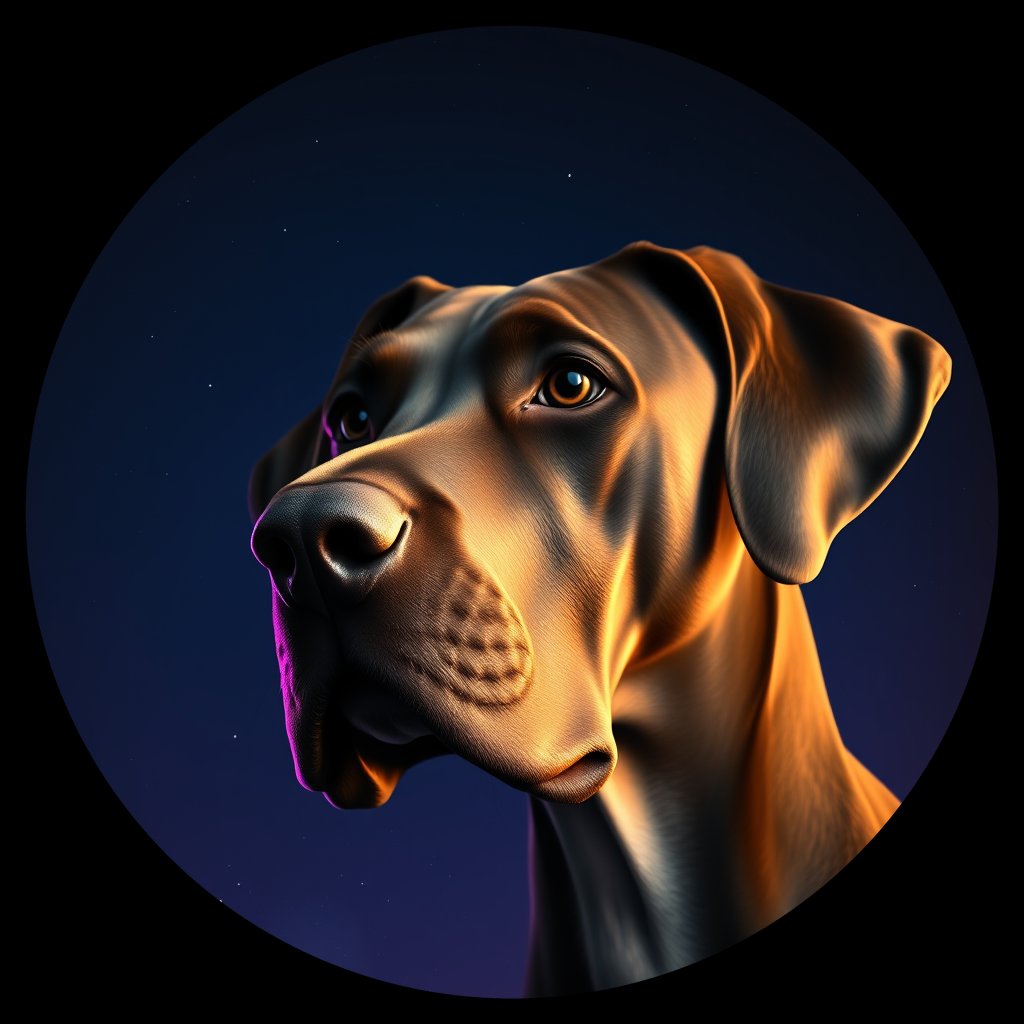 Cosmic medallion portrait of PFZ20E02_PFZ20E02, a Great Dane