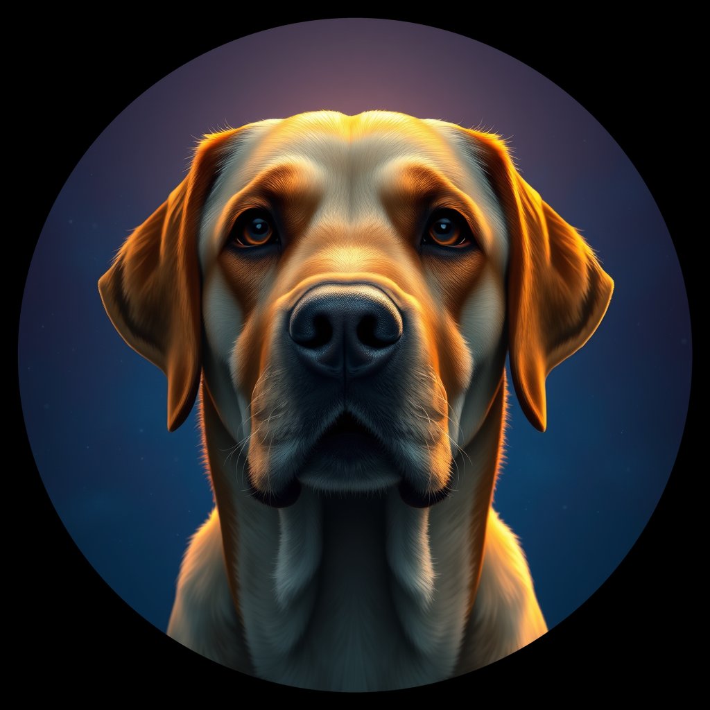 Cosmic medallion portrait of PFZ20E03_PFZ20E03, a Labrador Retriever