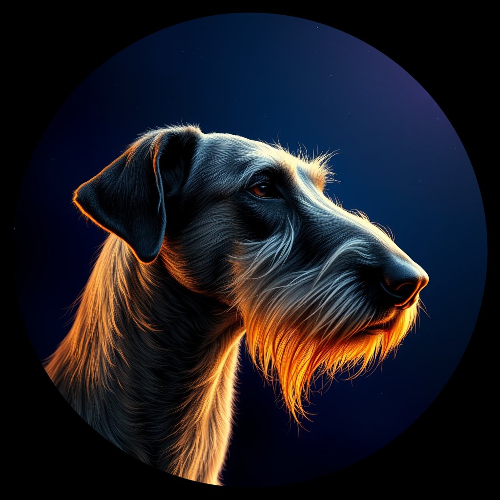Cosmic medallion portrait of PFZ20E04_PFZ20E04, a Irish Wolfhound
