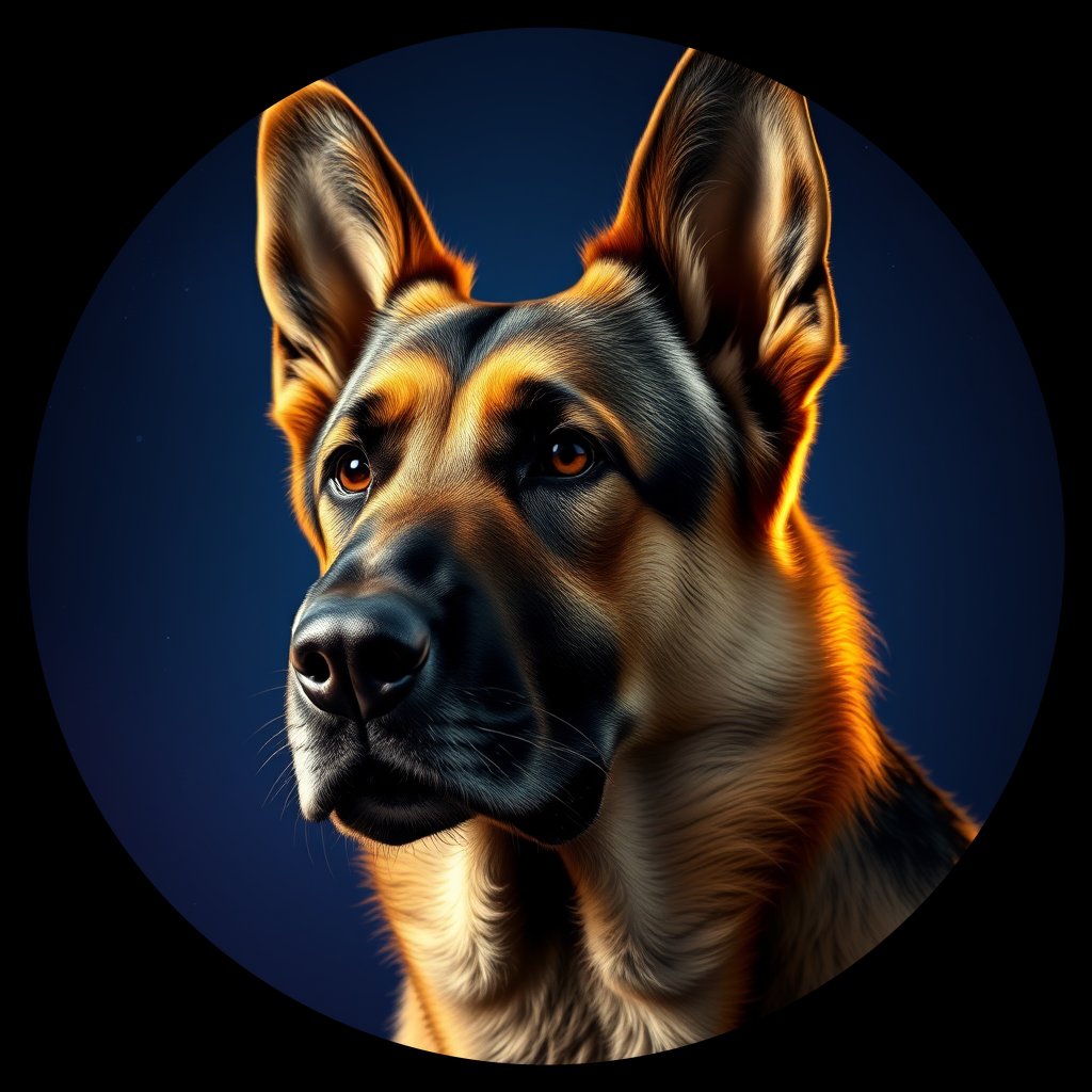 Cosmic medallion portrait of PFZ20E09_PFZ20E09, a German Shepherd