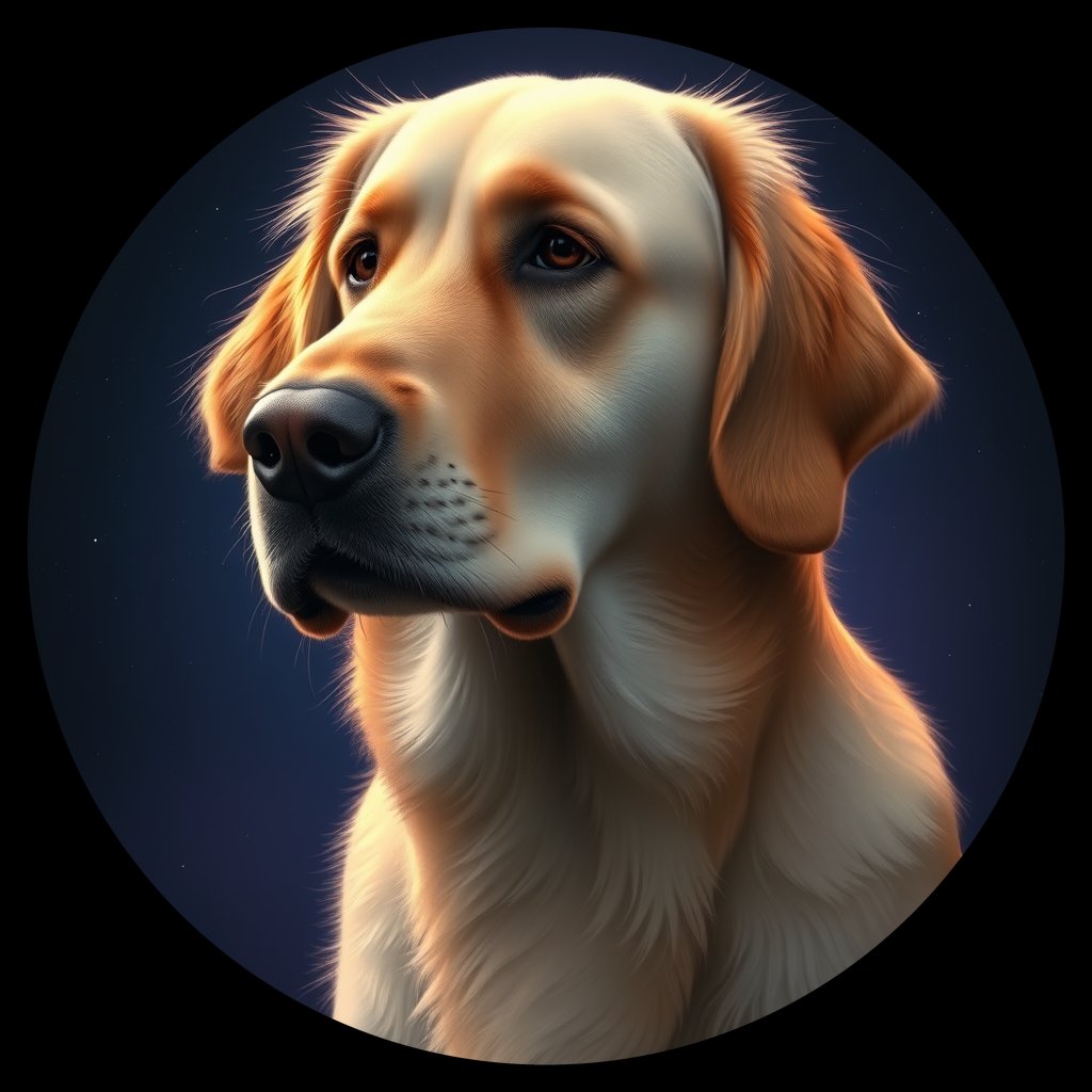 Cosmic medallion portrait of PFZ20F01_PFZ20F01, a Golden Retriever