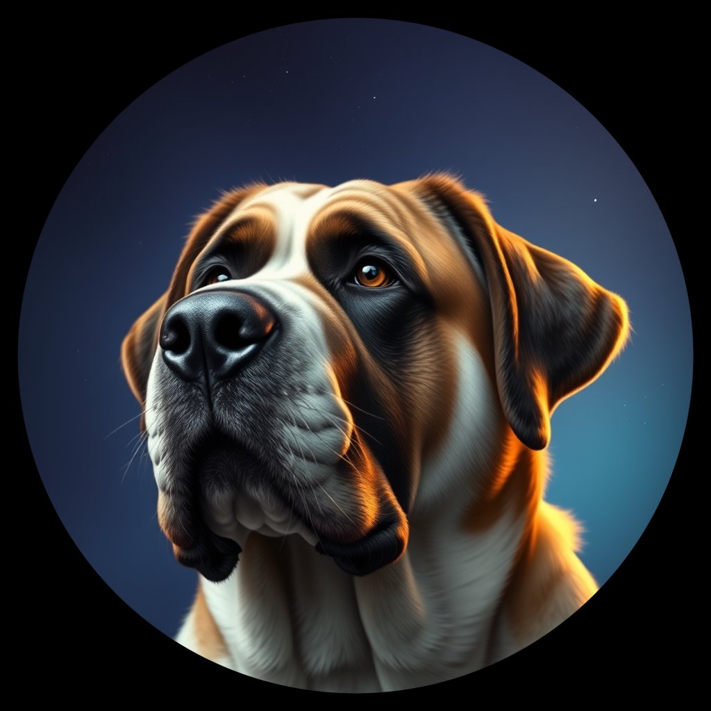 Cosmic medallion portrait of PFZ20F02_PFZ20F02, a Saint Bernard