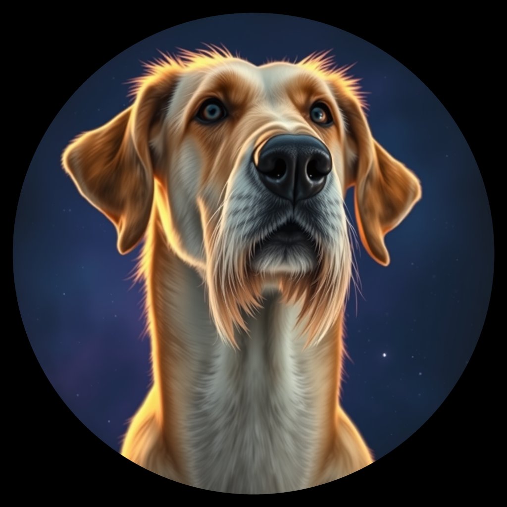 Cosmic medallion portrait of PFZ20F05_PFZ20F05, a Irish Wolfhound