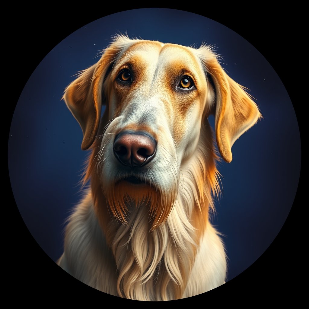 Cosmic medallion portrait of PFZ20F07_PFZ20F07, a Irish Wolfhound