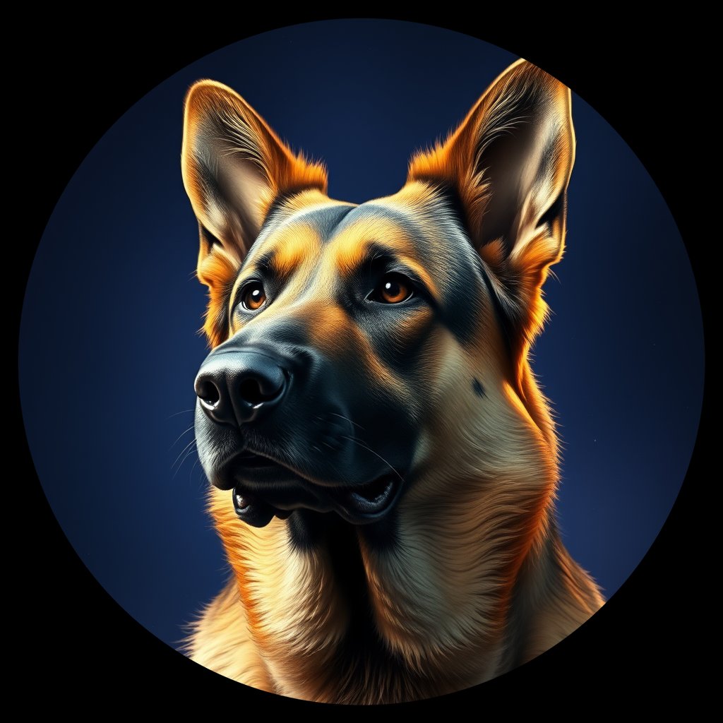 Cosmic medallion portrait of PFZ20F09_PFZ20F09, a German Shepherd