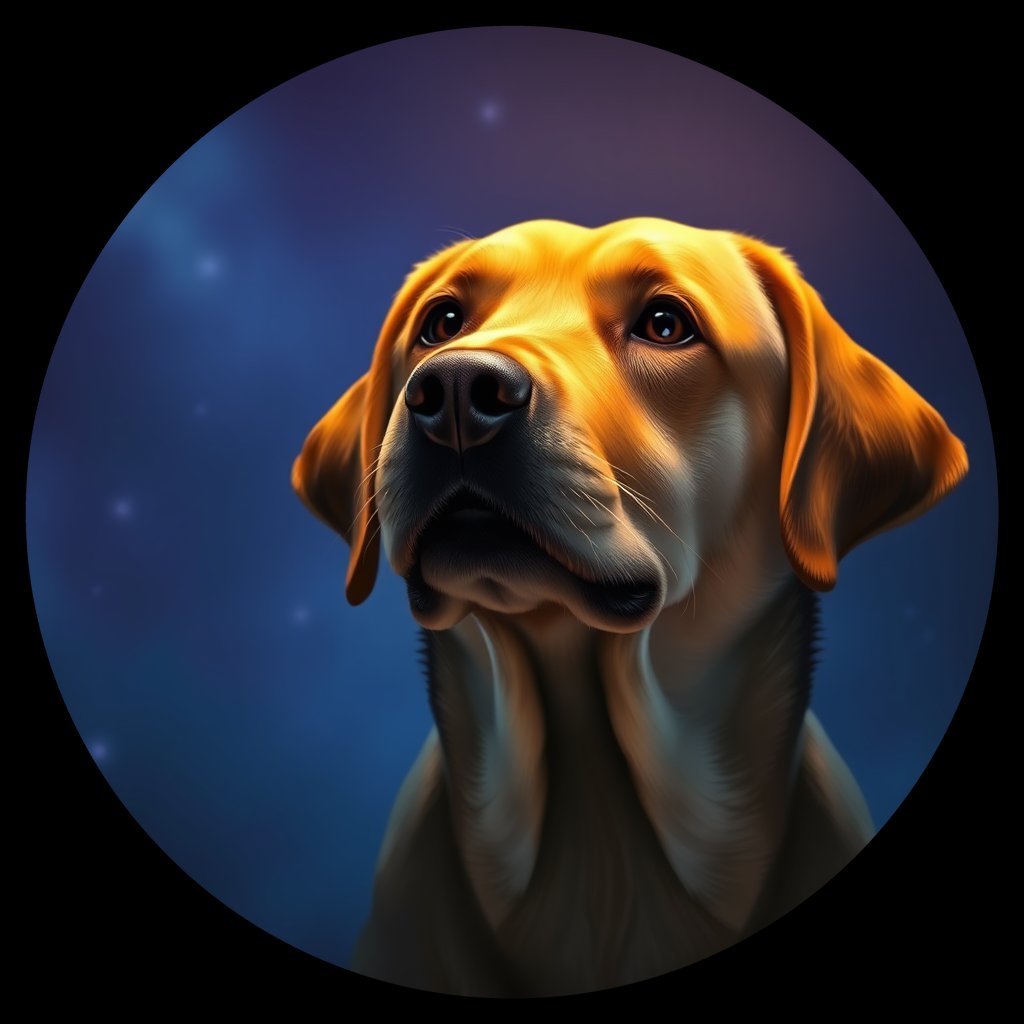 Cosmic medallion portrait of PFZ20G02_PFZ20G02, a Labrador Retriever
