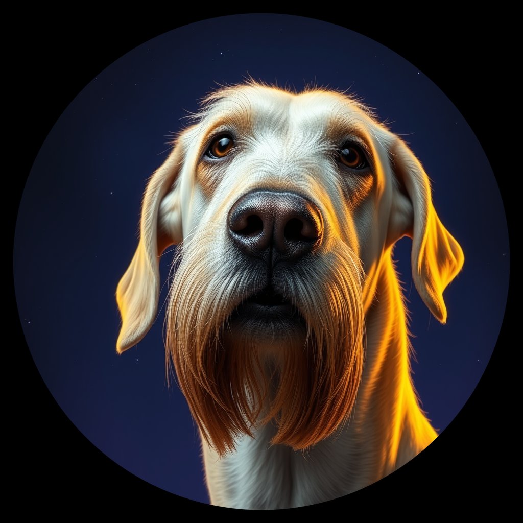 Cosmic medallion portrait of PFZ20G05_PFZ20G05, a Irish Wolfhound
