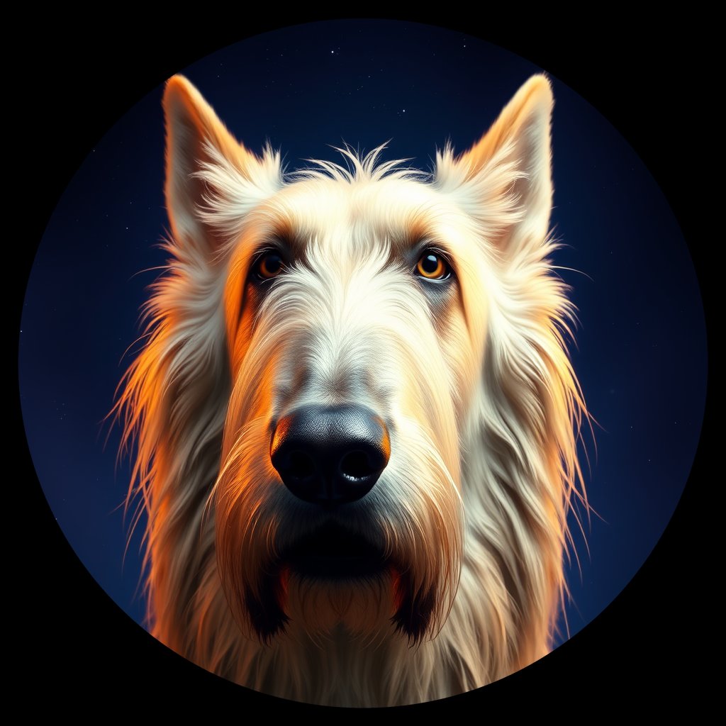 Cosmic medallion portrait of PFZ20G06_PFZ20G06, a Irish Wolfhound
