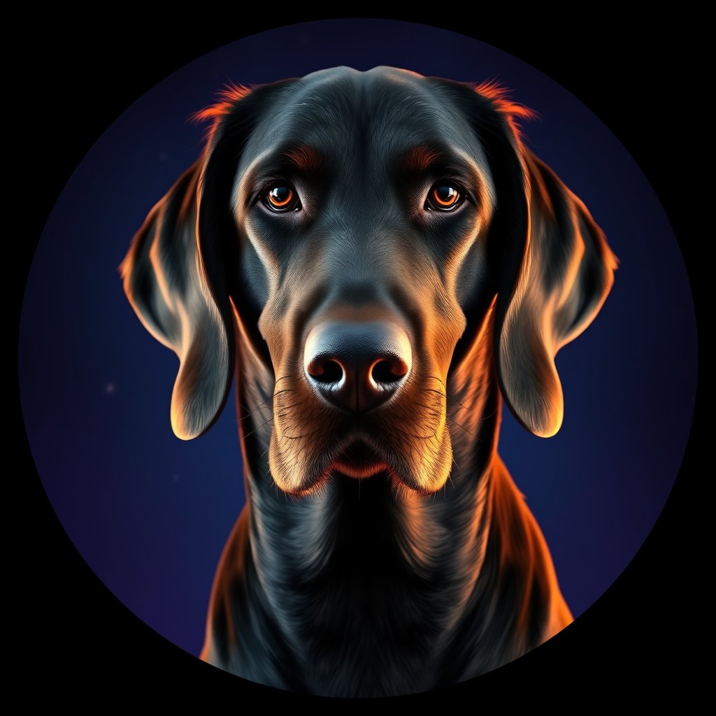 Cosmic medallion portrait of PFZ20G08_PFZ20G08, a Gordon Setter