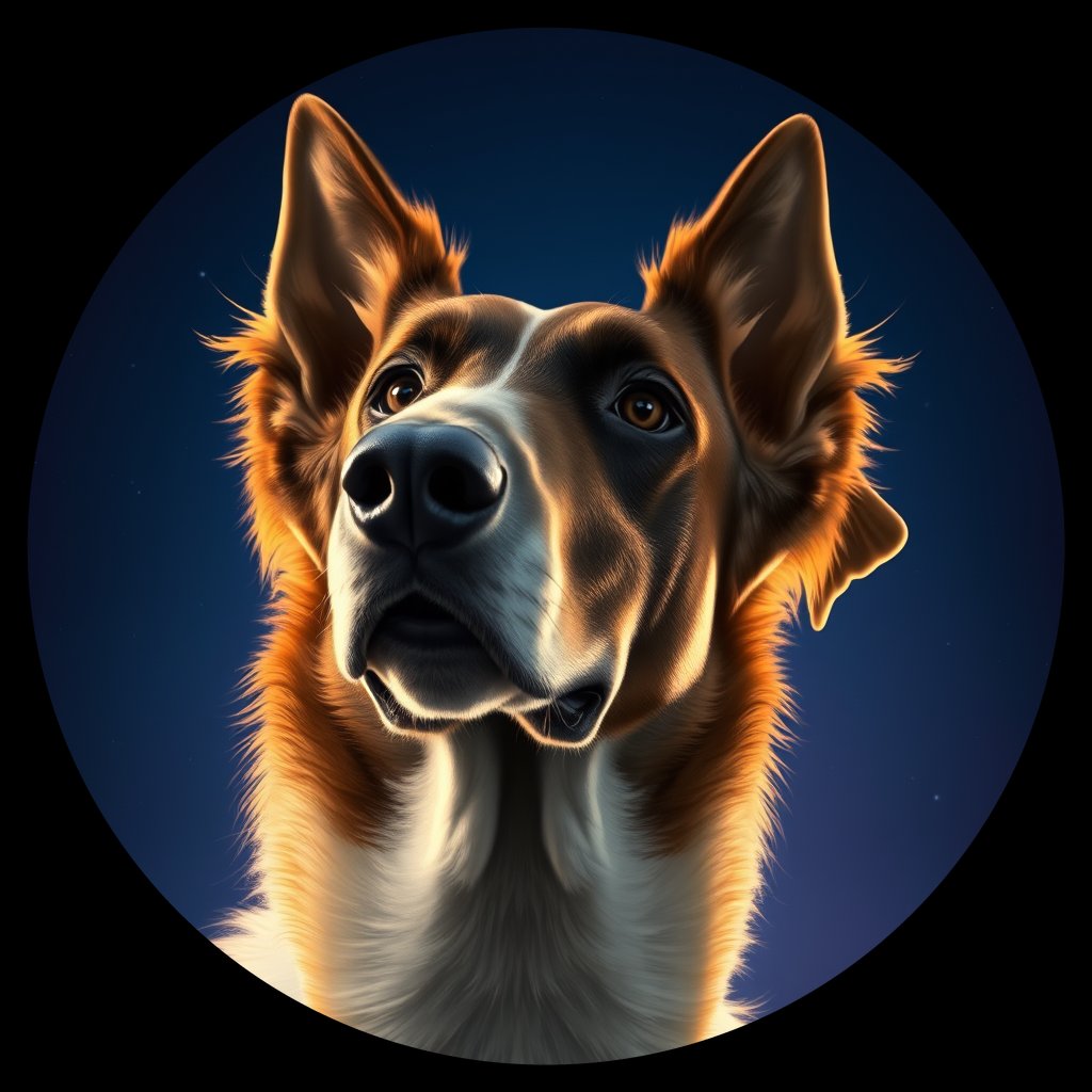 Cosmic medallion portrait of PFZ20H01_PFZ20H01, a Borzoi