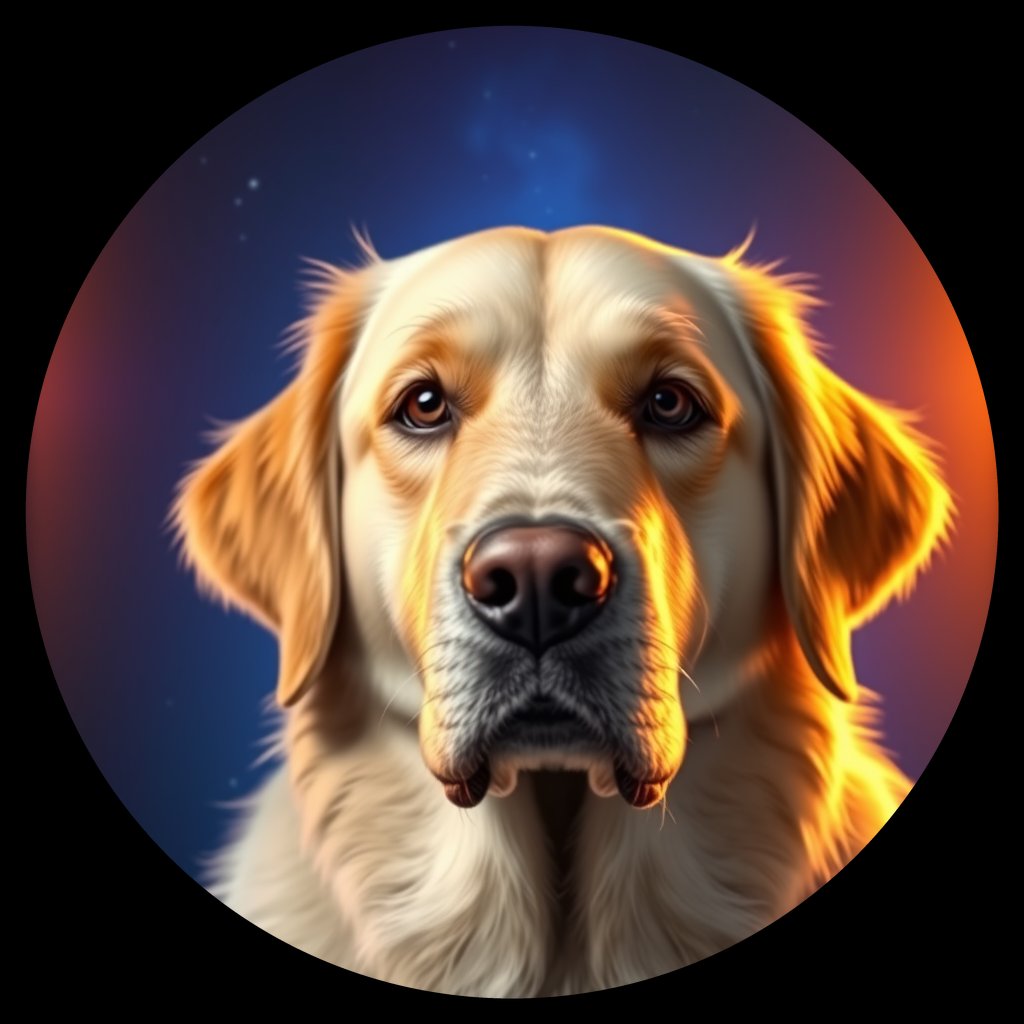 Cosmic medallion portrait of PFZ20H03_PFZ20H03, a Golden Retriever