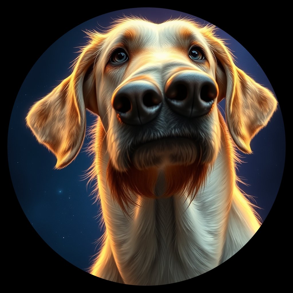 Cosmic medallion portrait of PFZ20H04_PFZ20H04, a Irish Wolfhound