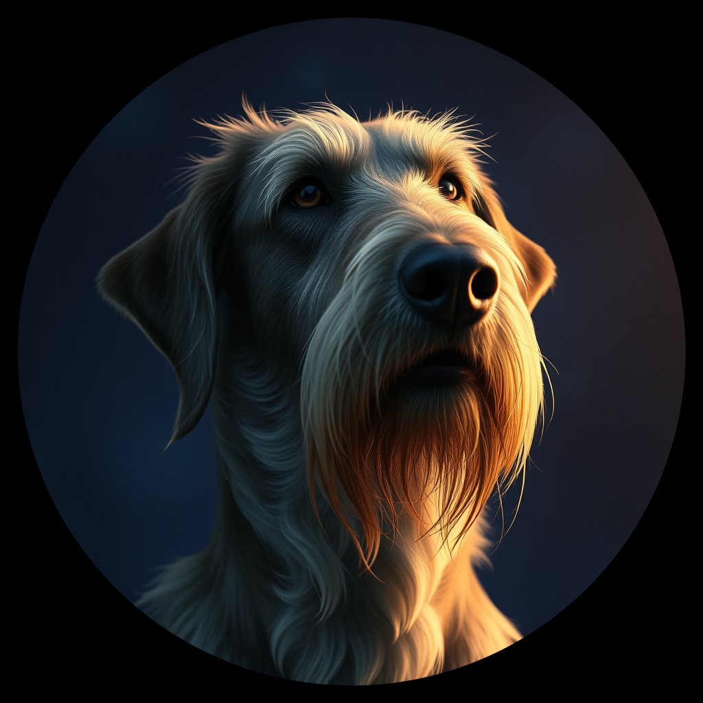 Cosmic medallion portrait of PFZ20H05_PFZ20H05, a Irish Wolfhound