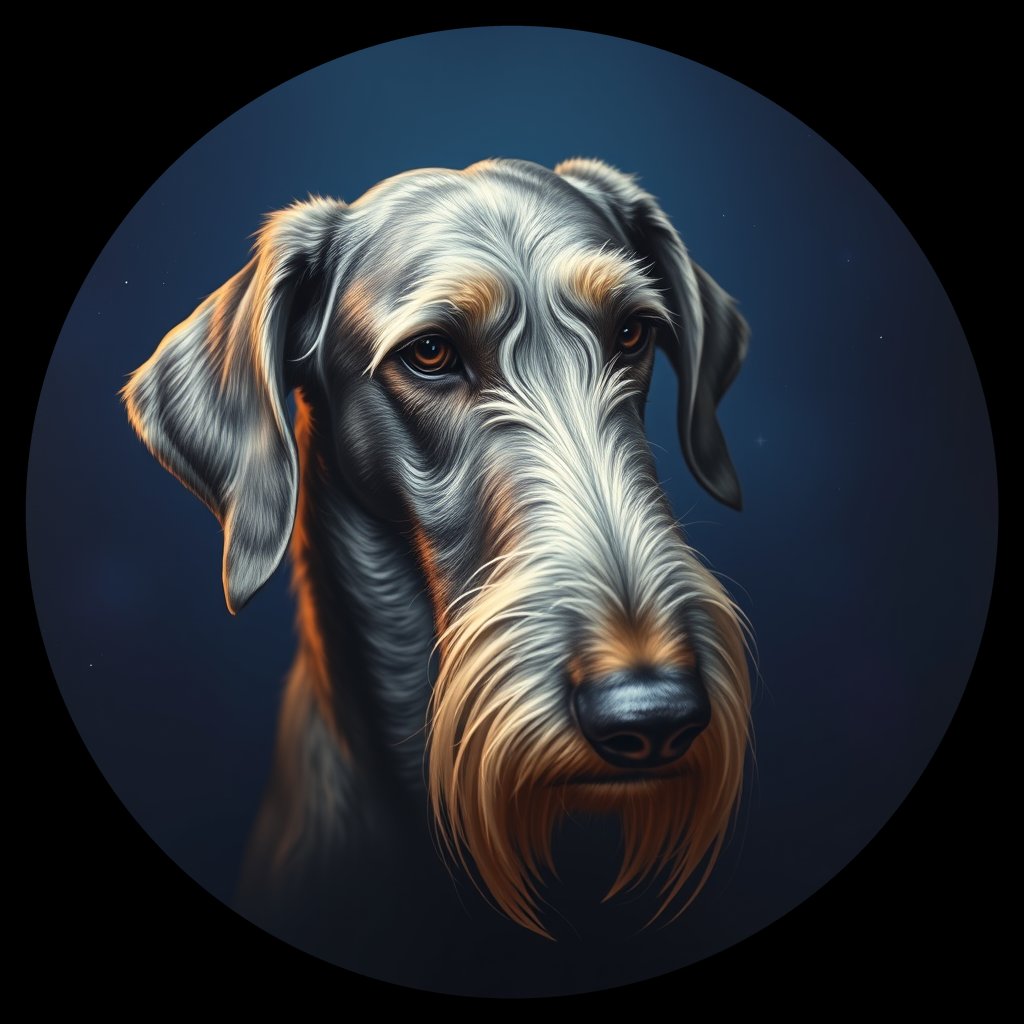 Cosmic medallion portrait of PFZ20H07_PFZ20H07, a Irish Wolfhound