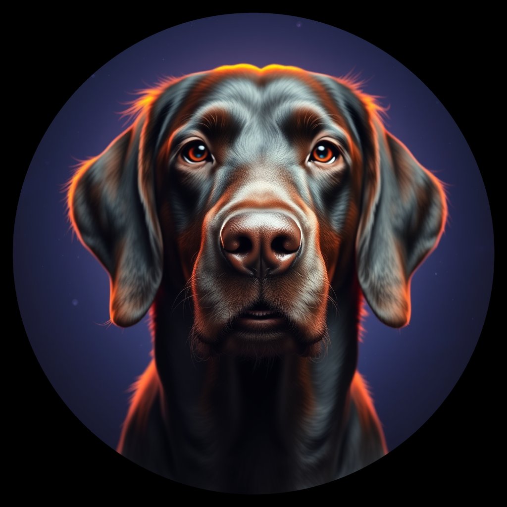 Cosmic medallion portrait of PFZ20H08_PFZ20H08, a Gordon Setter