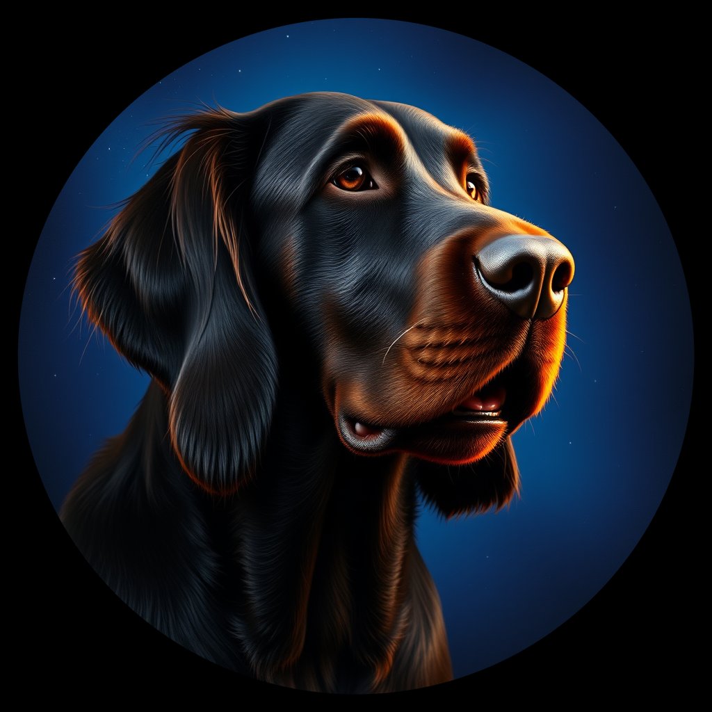 Cosmic medallion portrait of PFZ21A01_PFZ21A01, a Gordon Setter