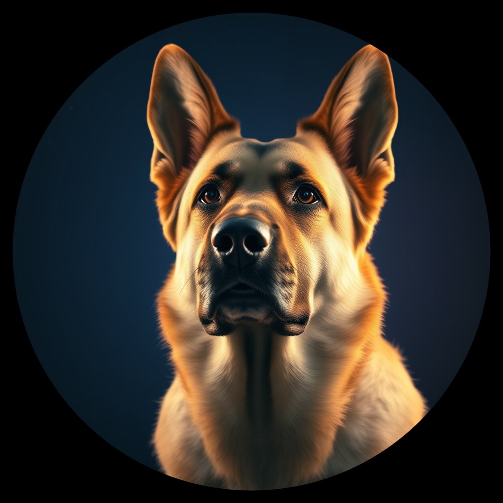Cosmic medallion portrait of PFZ21A02_PFZ21A02, a German Shepherd
