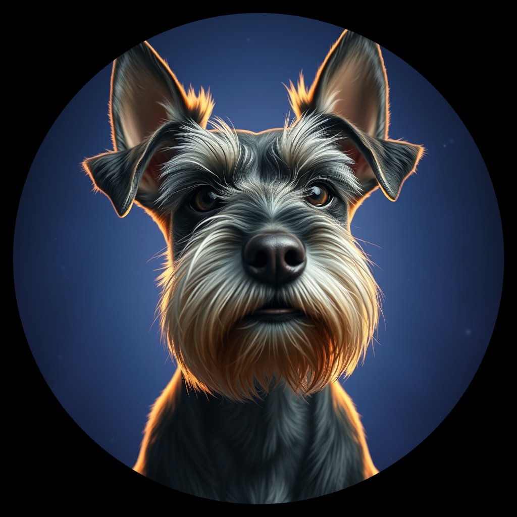 Cosmic medallion portrait of PFZ21A07_PFZ21A07, a Miniature Schnauzer