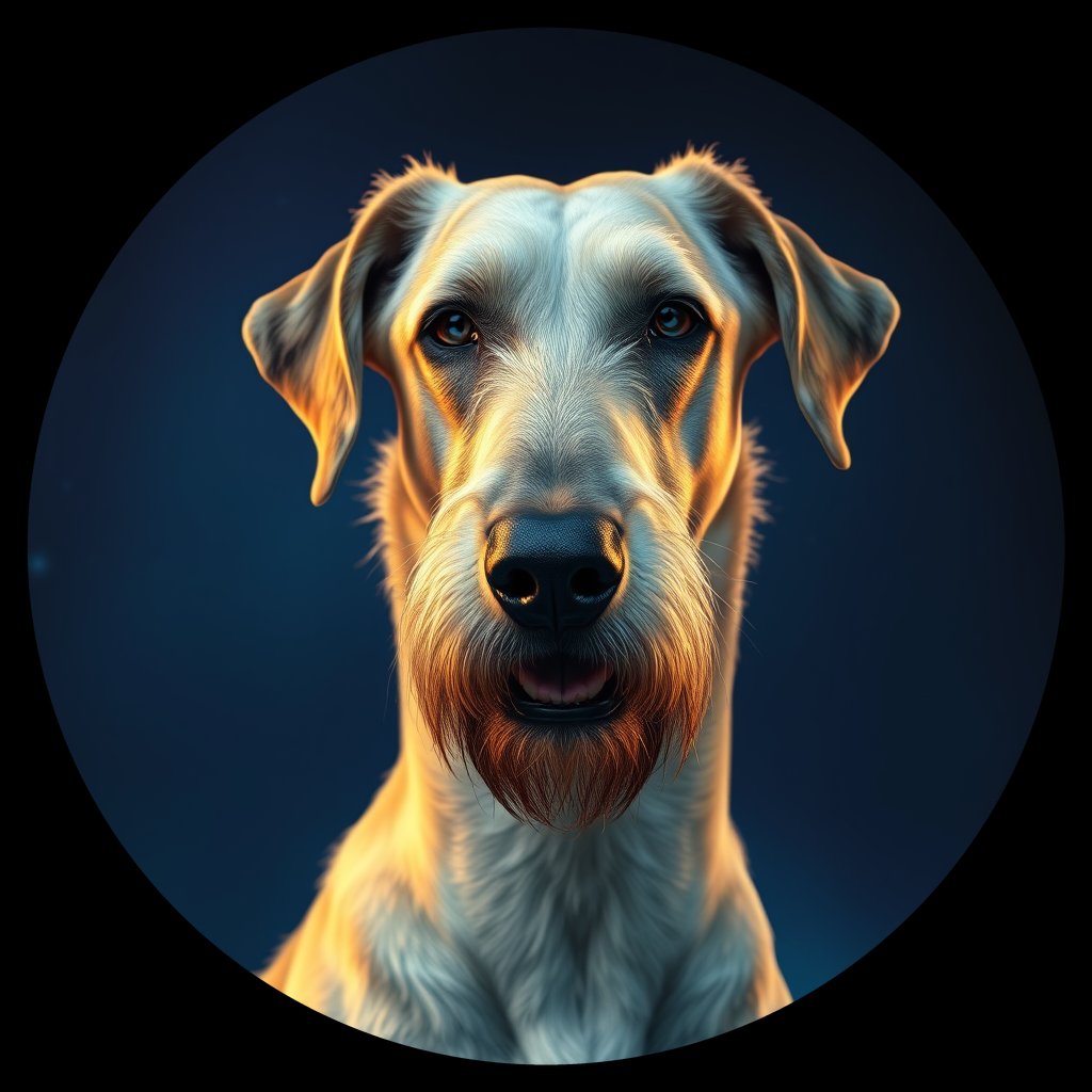 Cosmic medallion portrait of PFZ21A09_PFZ21A09, a Irish Wolfhound