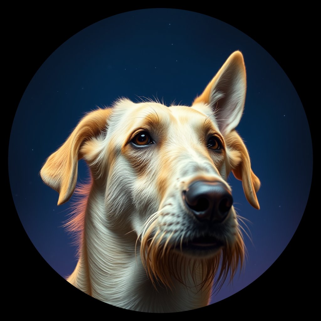 Cosmic medallion portrait of PFZ21A10_PFZ21A10, a Irish Wolfhound