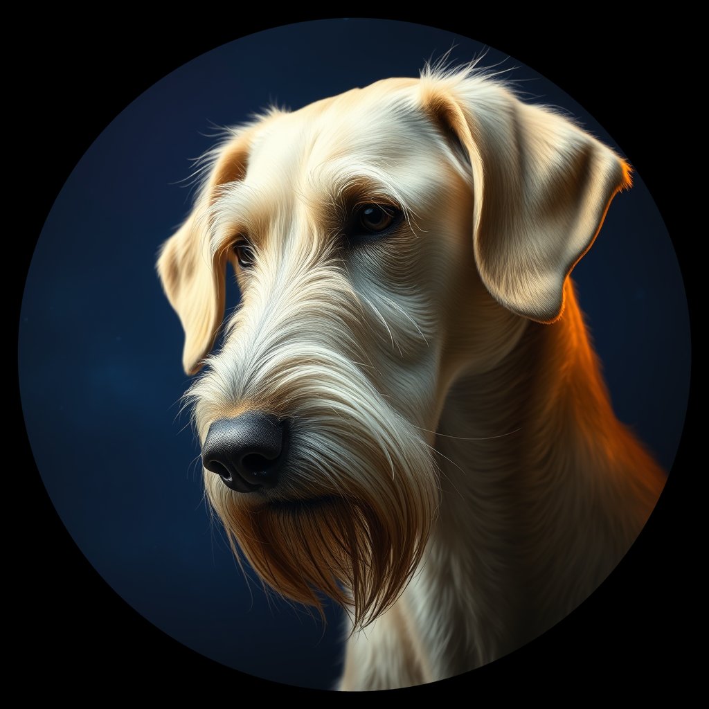 Cosmic medallion portrait of PFZ21A11_PFZ21A11, a Irish Wolfhound