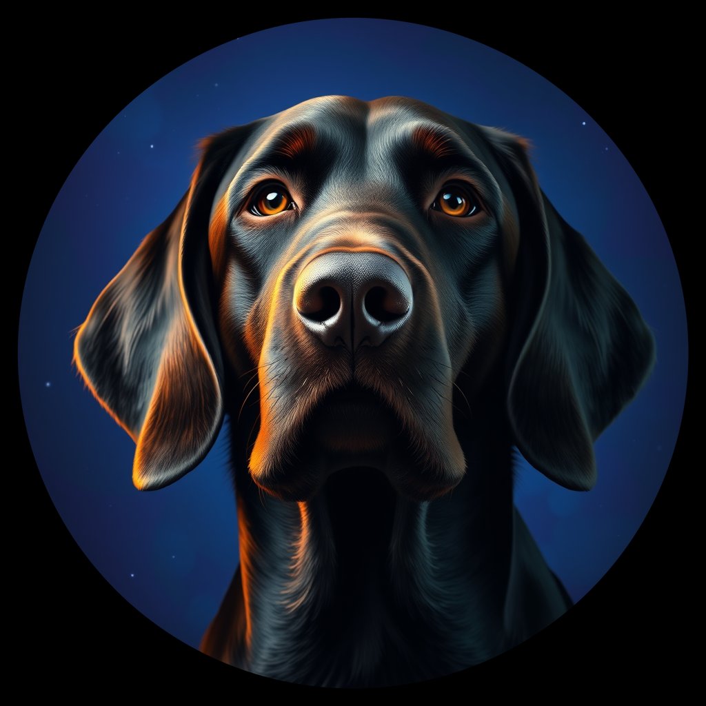 Cosmic medallion portrait of PFZ21B01_PFZ21B01, a Gordon Setter