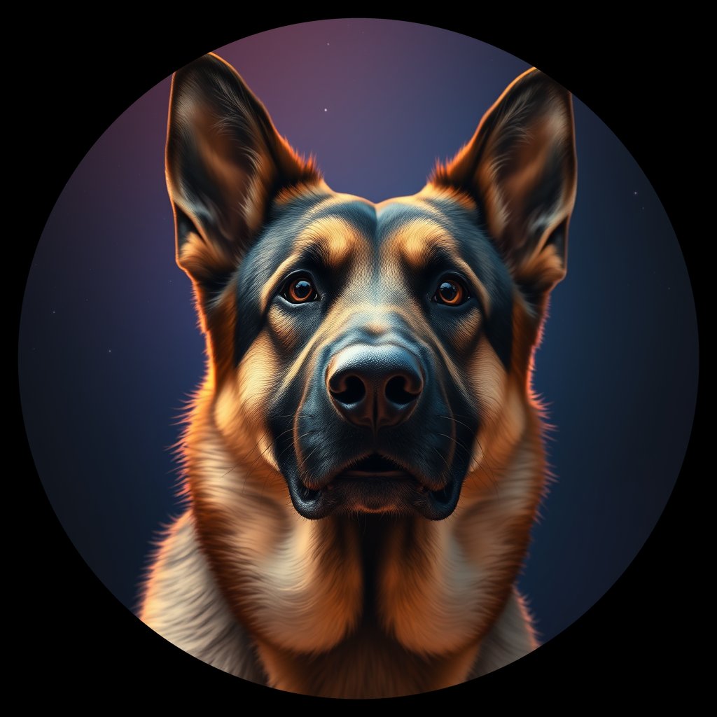 Cosmic medallion portrait of PFZ21B02_PFZ21B02, a German Shepherd