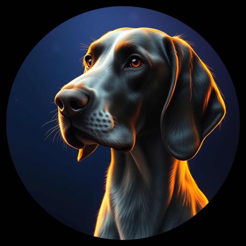 Cosmic medallion portrait of PFZ21B03_PFZ21B03, a English Setter