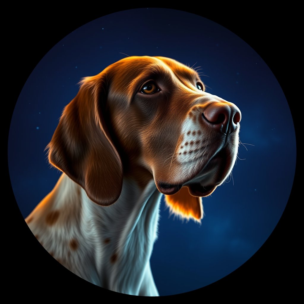 Cosmic medallion portrait of PFZ21B05_PFZ21B05, a English Setter