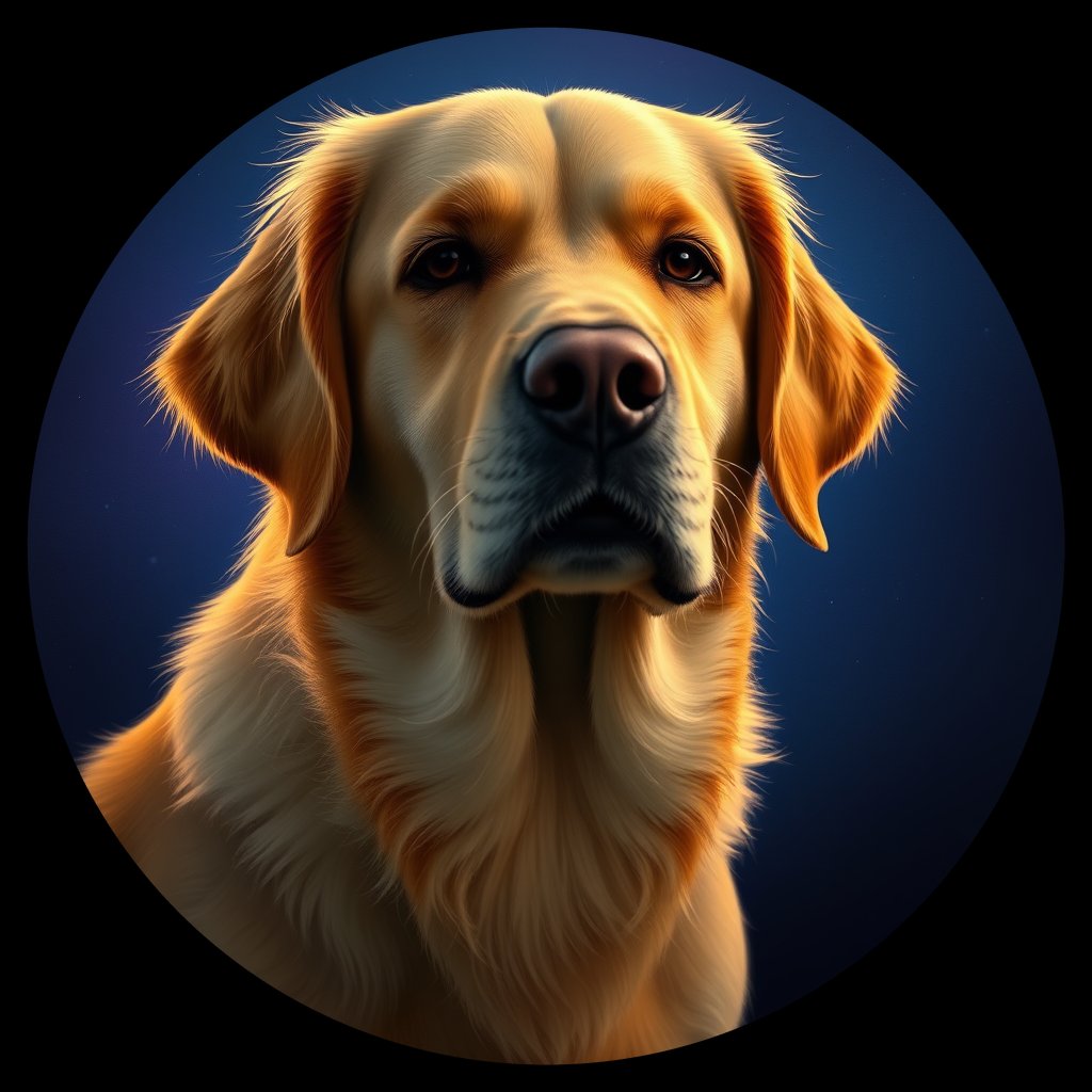 Cosmic medallion portrait of PFZ21B06_PFZ21B06, a Golden Retriever