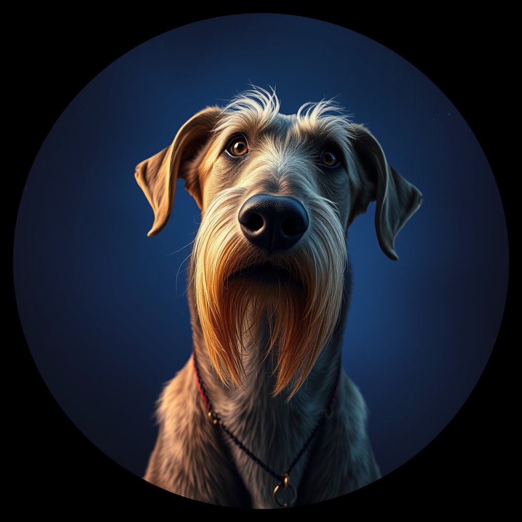 Cosmic medallion portrait of PFZ21B09_PFZ21B09, a Irish Wolfhound