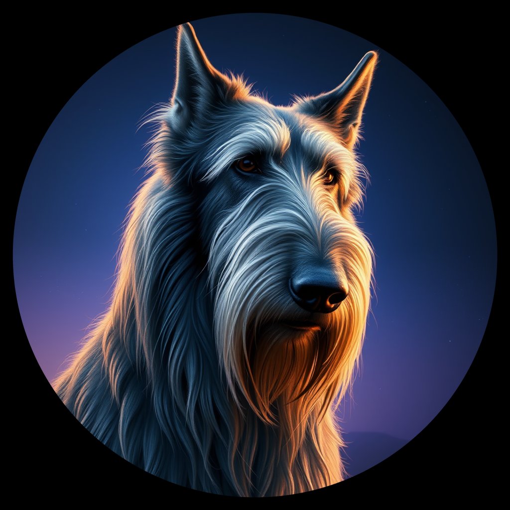 Cosmic medallion portrait of PFZ21B10_PFZ21B10, a Irish Wolfhound