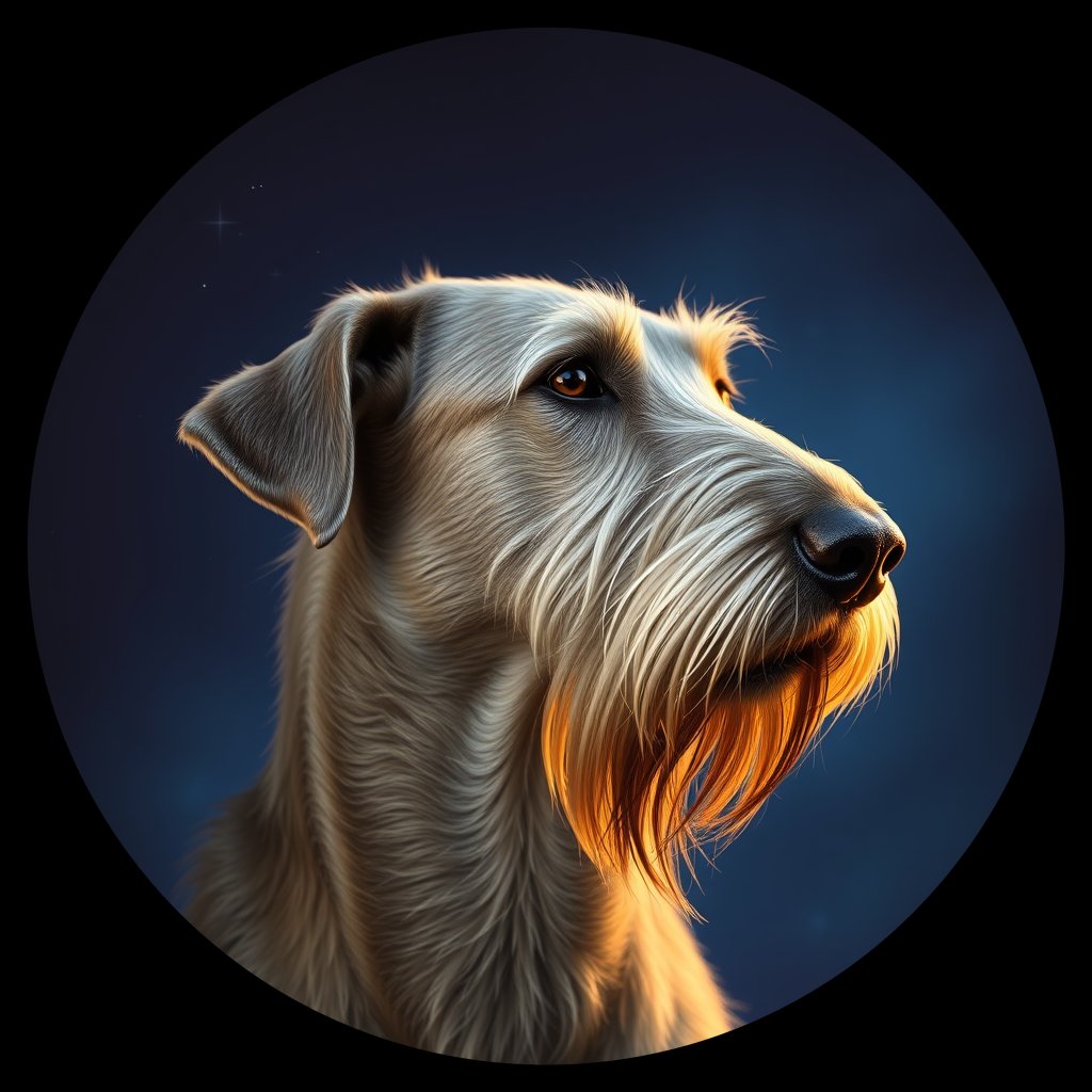 Cosmic medallion portrait of PFZ21B12_PFZ21B12, a Irish Wolfhound