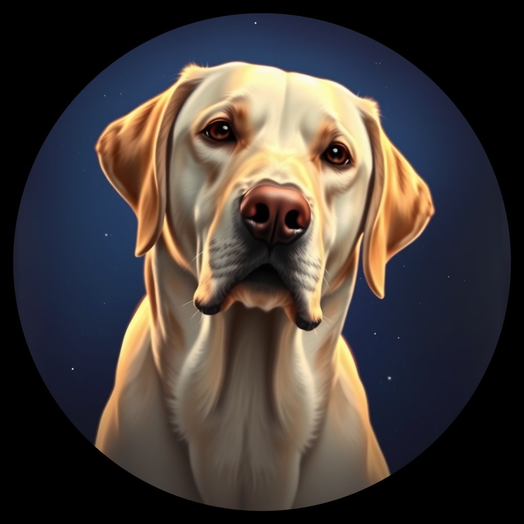 Cosmic medallion portrait of PFZ21C08_PFZ21C08, a Labrador Retriever
