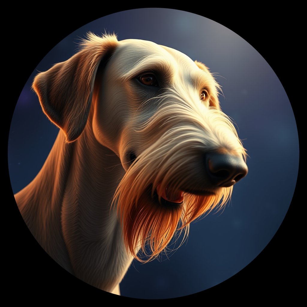 Cosmic medallion portrait of PFZ21C09_PFZ21C09, a Irish Wolfhound
