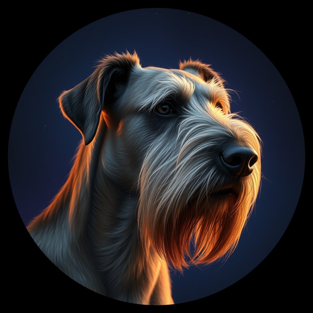 Cosmic medallion portrait of PFZ21C12_PFZ21C12, a Irish Wolfhound