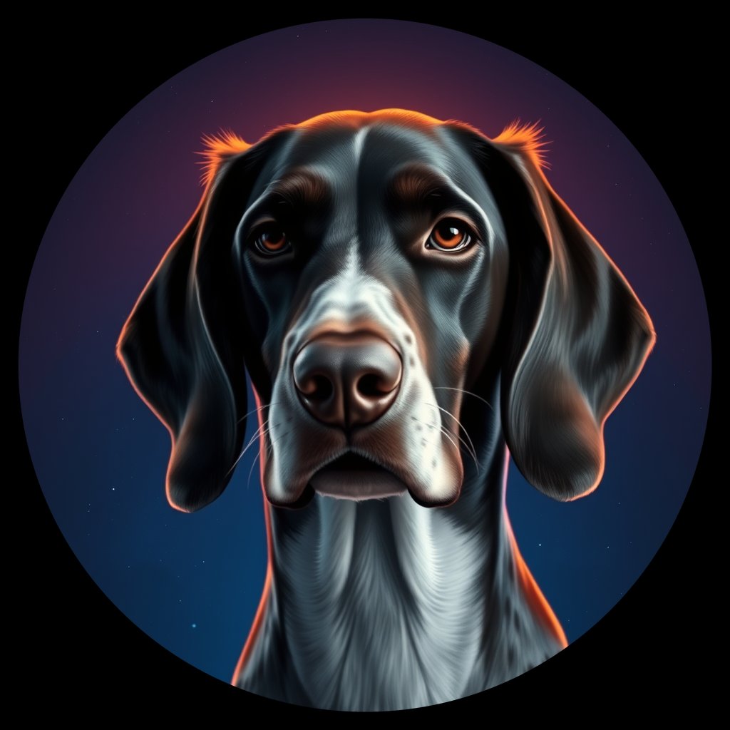 Cosmic medallion portrait of PFZ21D03_PFZ21D03, a English Setter