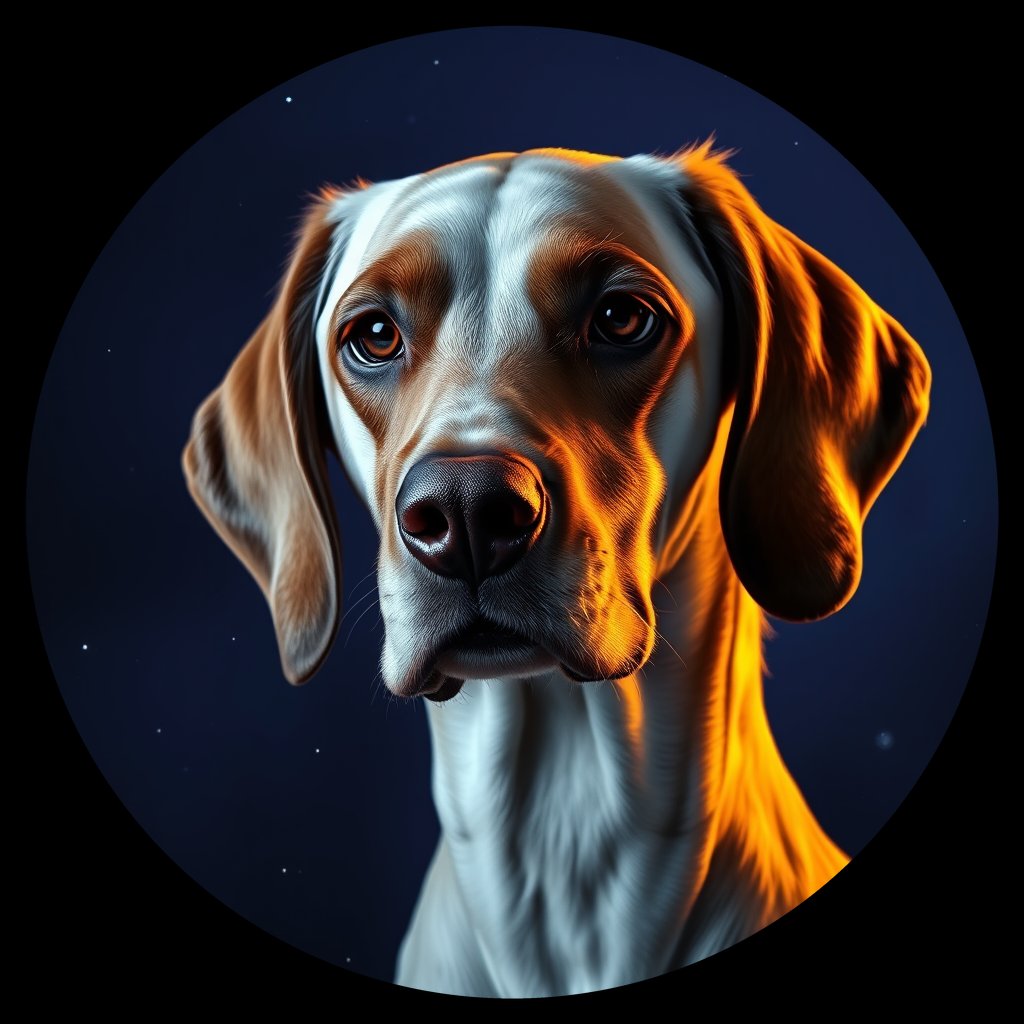 Cosmic medallion portrait of PFZ21D05_PFZ21D05, a English Setter