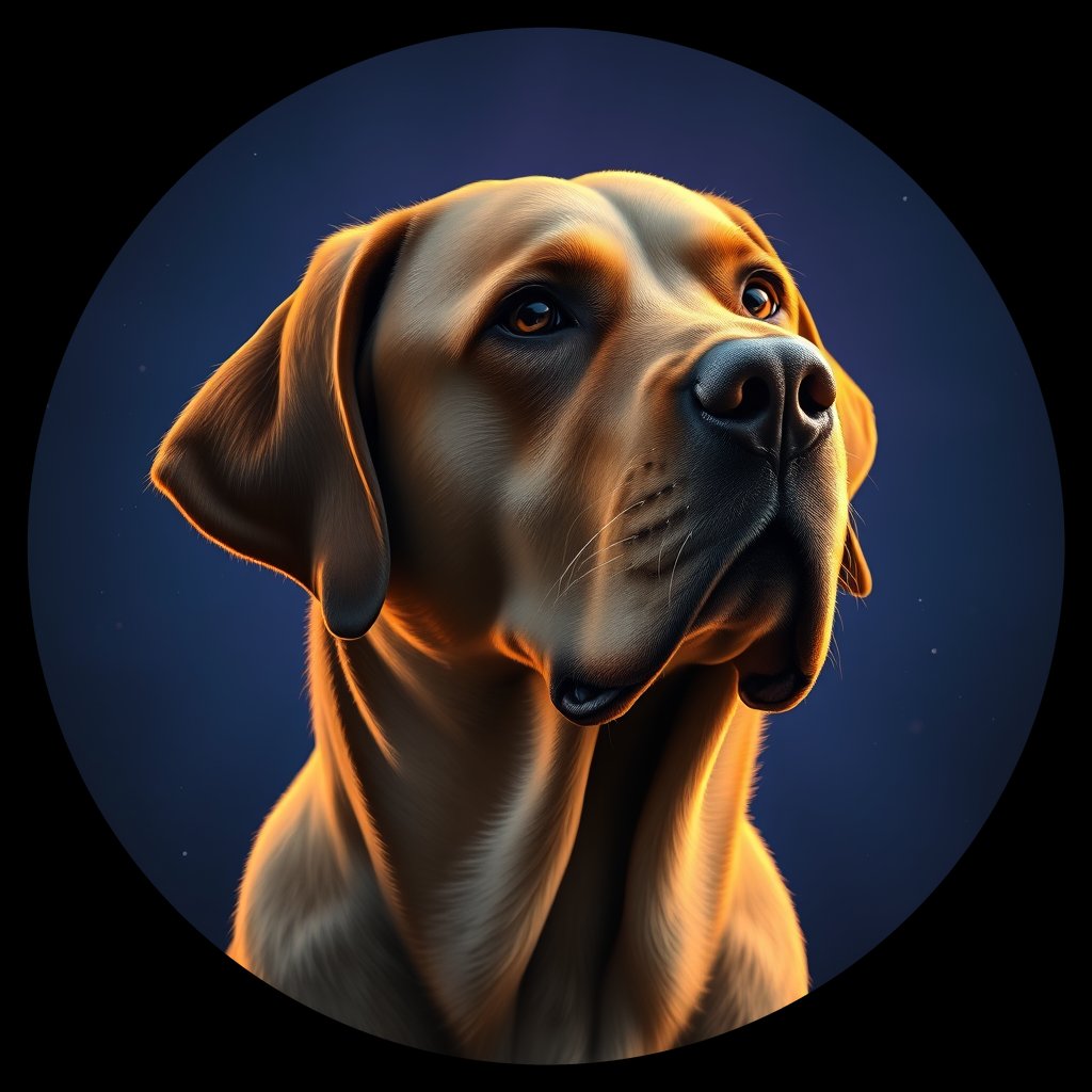Cosmic medallion portrait of PFZ21D06_PFZ21D06, a Labrador Retriever