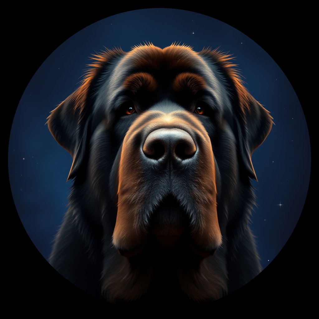 Cosmic medallion portrait of PFZ21D07_PFZ21D07, a Newfoundland