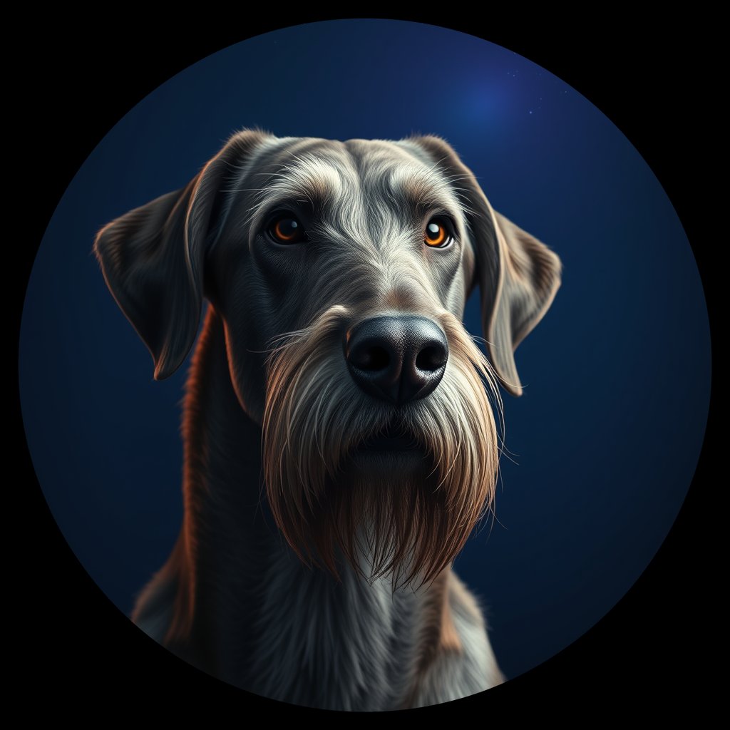 Cosmic medallion portrait of PFZ21D09_PFZ21D09, a Irish Wolfhound
