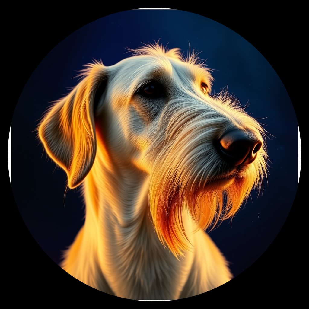 Cosmic medallion portrait of PFZ21D11_PFZ21D11, a Irish Wolfhound
