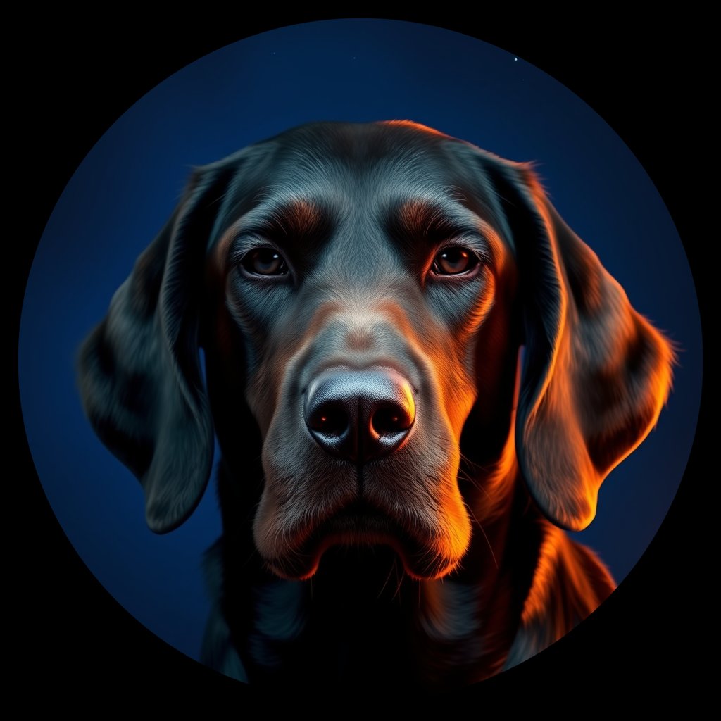 Cosmic medallion portrait of PFZ21E01_PFZ21E01, a Gordon Setter