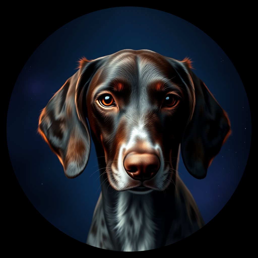 Cosmic medallion portrait of PFZ21E02_PFZ21E02, a English Setter